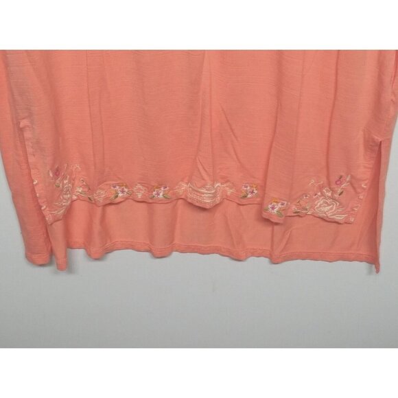 Women's Cupio Top Embroidered Coral Stretch Knit Top Size M/L long Beautiful EUC - Picture 4 of 8